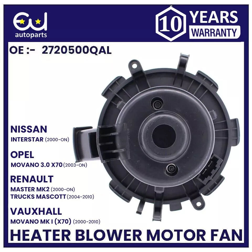 HEATER BLOWER MOTOR FOR NISSAN INTERSTAR VAUXHALL MOVANO RENAULT MASTER MASCOTT