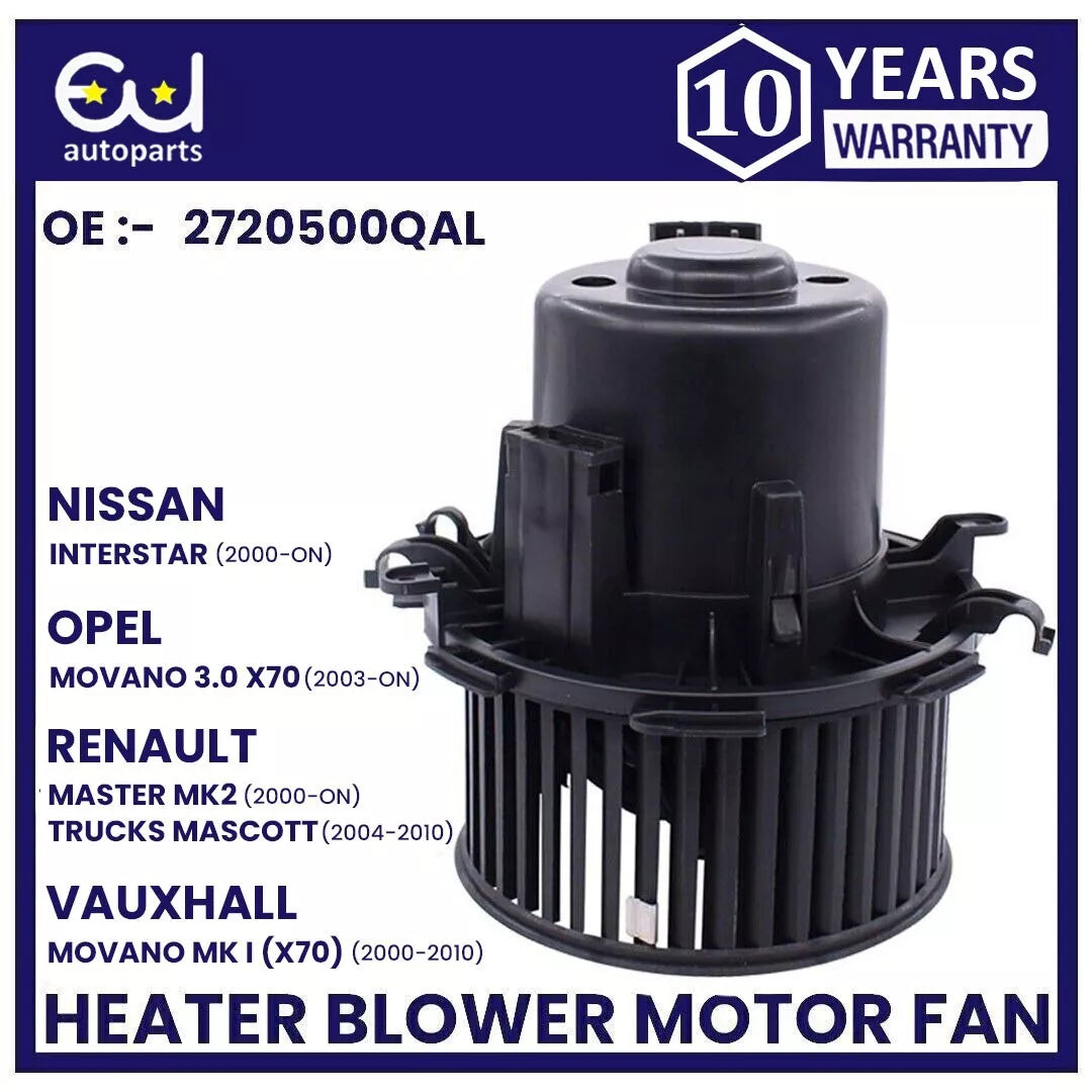 HEATER BLOWER MOTOR FOR NISSAN INTERSTAR VAUXHALL MOVANO RENAULT MASTER MASCOTT