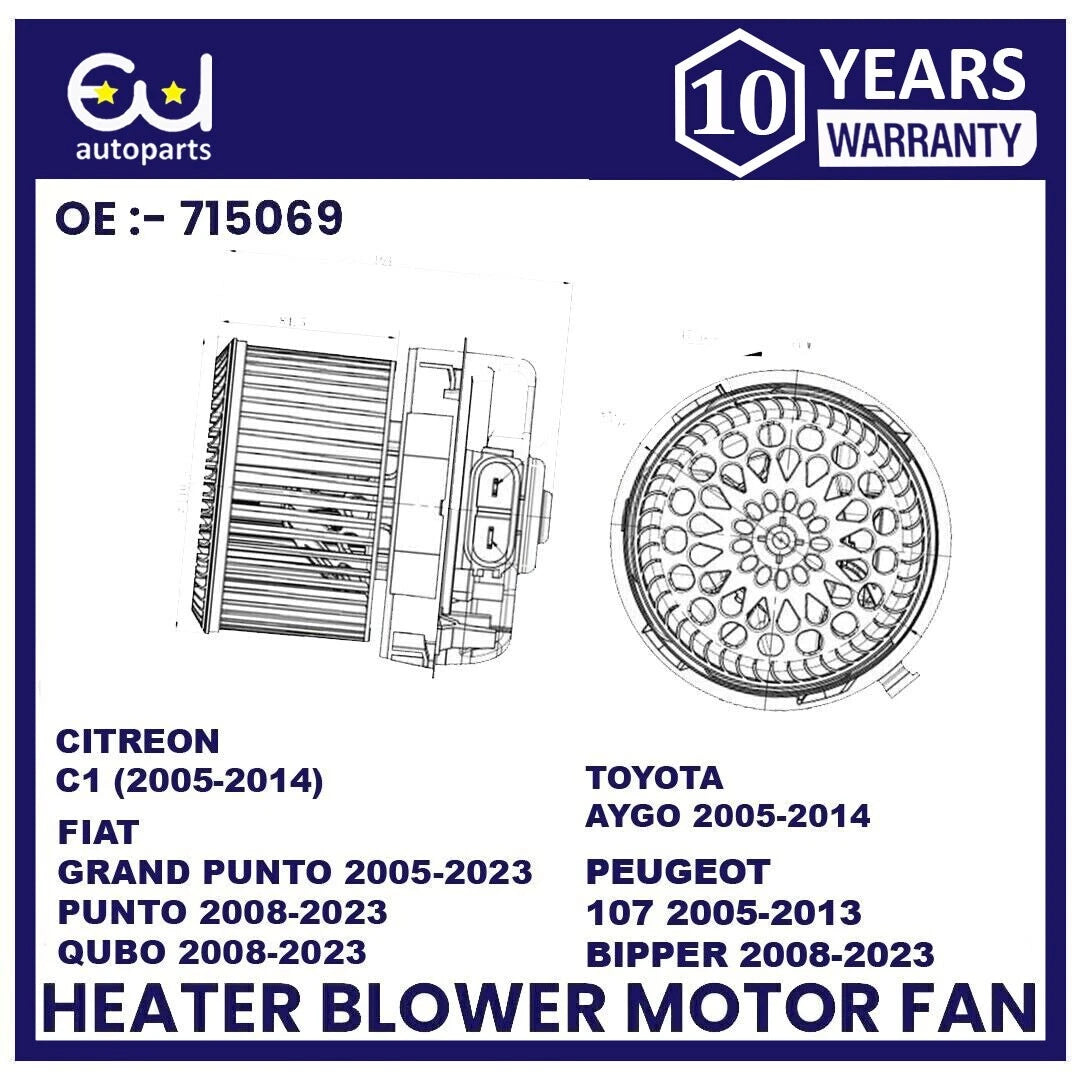 HEATER BLOWER MOTOR FAN FOR CITROEN C1 NEMO PEUGEOT 107 TOYOTA AYGO 2005-14 OEM