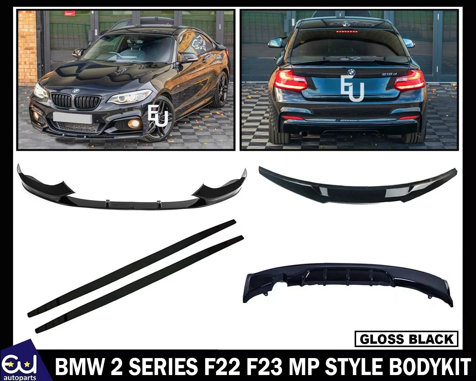 BODYKIT BODY KIT FRONT SPLITTER REAR DIFFUSER FOR BMW 2 SERIES F22 F23 MP STYLE