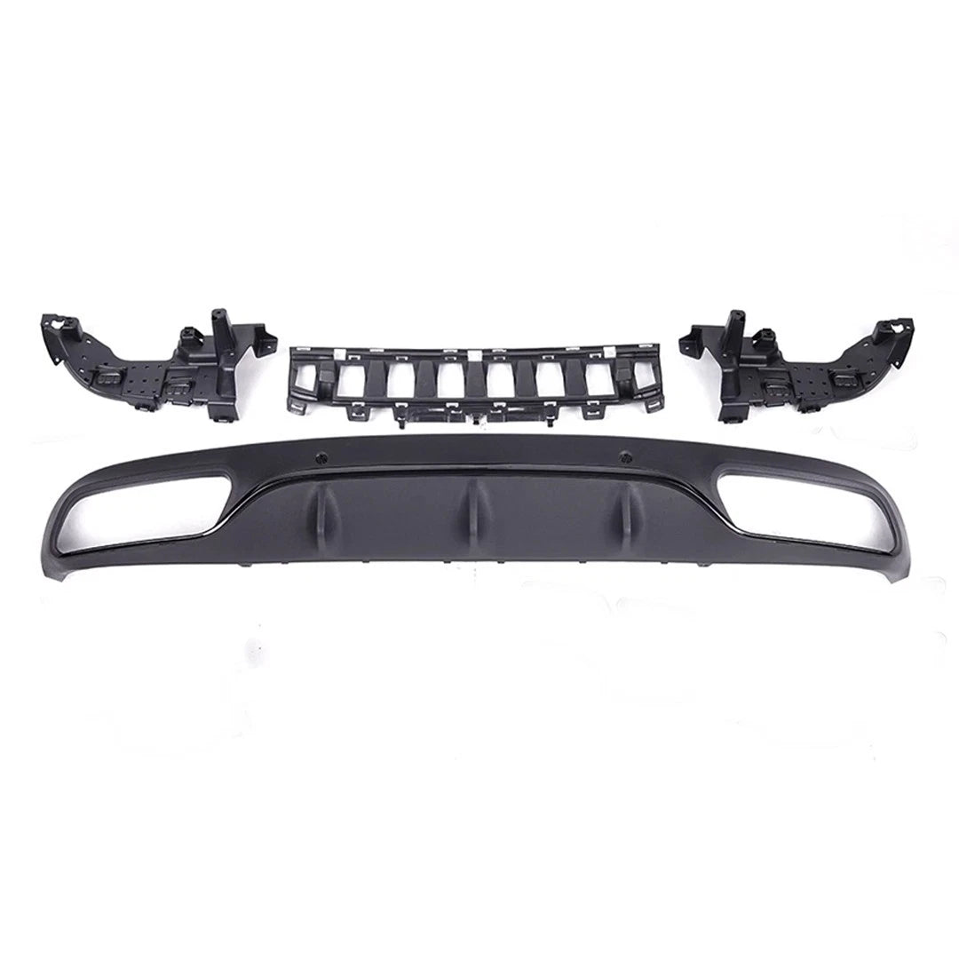 REAR DIFFUSER TAIL PIPE NON AMG FOR MERCEDES C-CLASS W205 C63 LOOK GLOSS BLACK