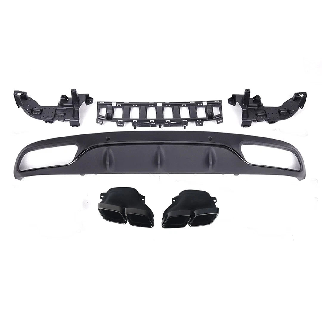 REAR DIFFUSER TAIL PIPE NON AMG FOR MERCEDES C-CLASS W205 C63 LOOK GLOSS BLACK