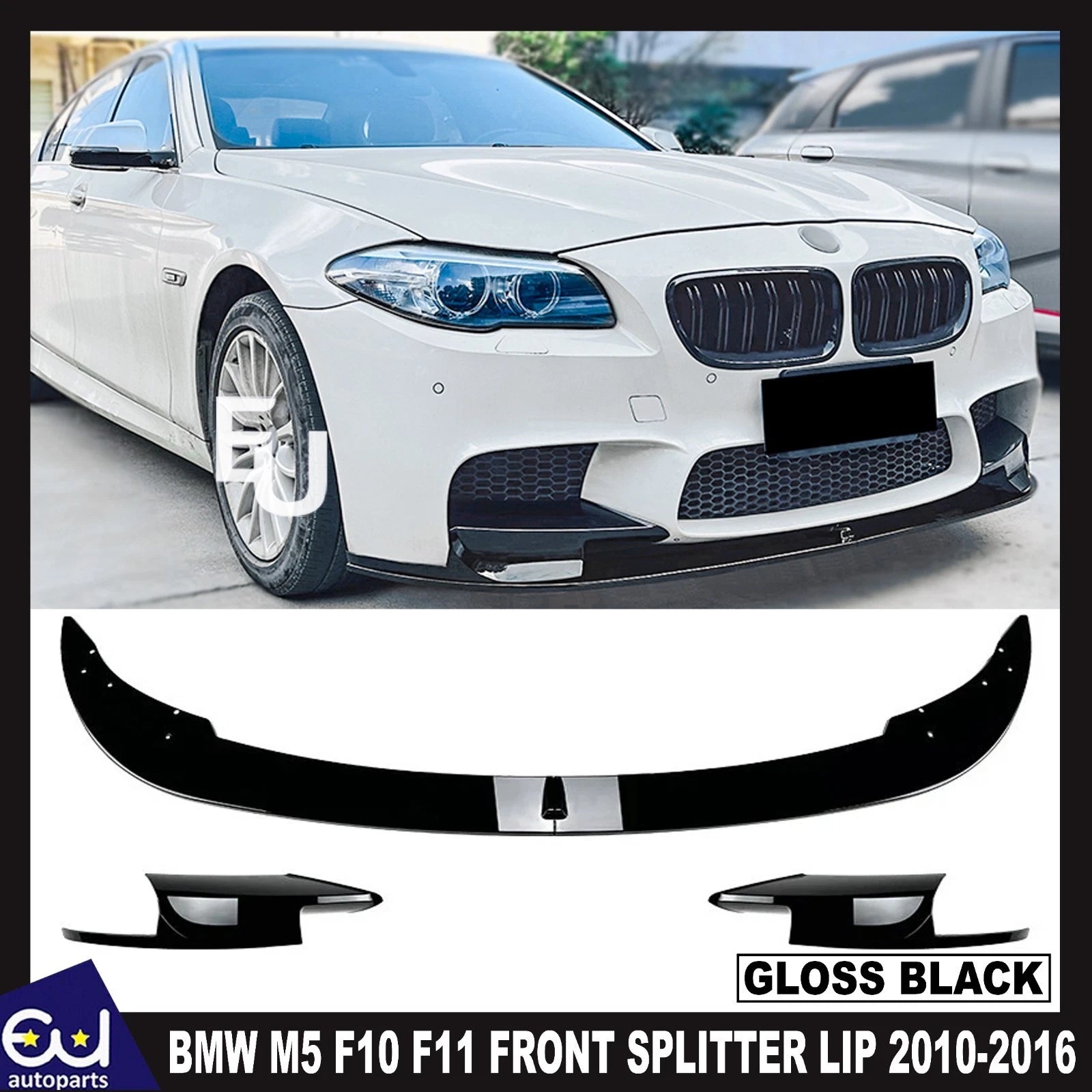 FOR BMW M5 F10 F11 FRONT SPLITTER SPOILER LIP WING GLOSS BLACK BODY KIT 2010-16