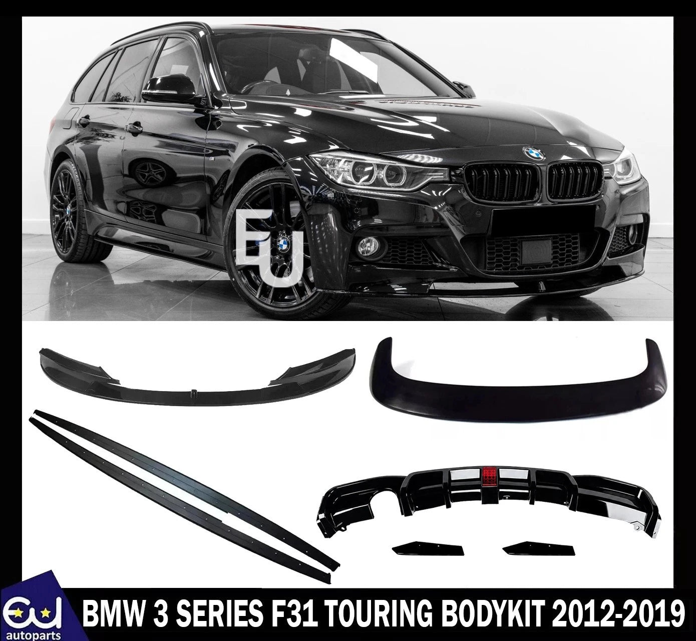 FOR BMW 3 SERIES F31 BODYKIT FRONT LIP SPLITTER REAR DIFFUSER W/LED BODY KIT