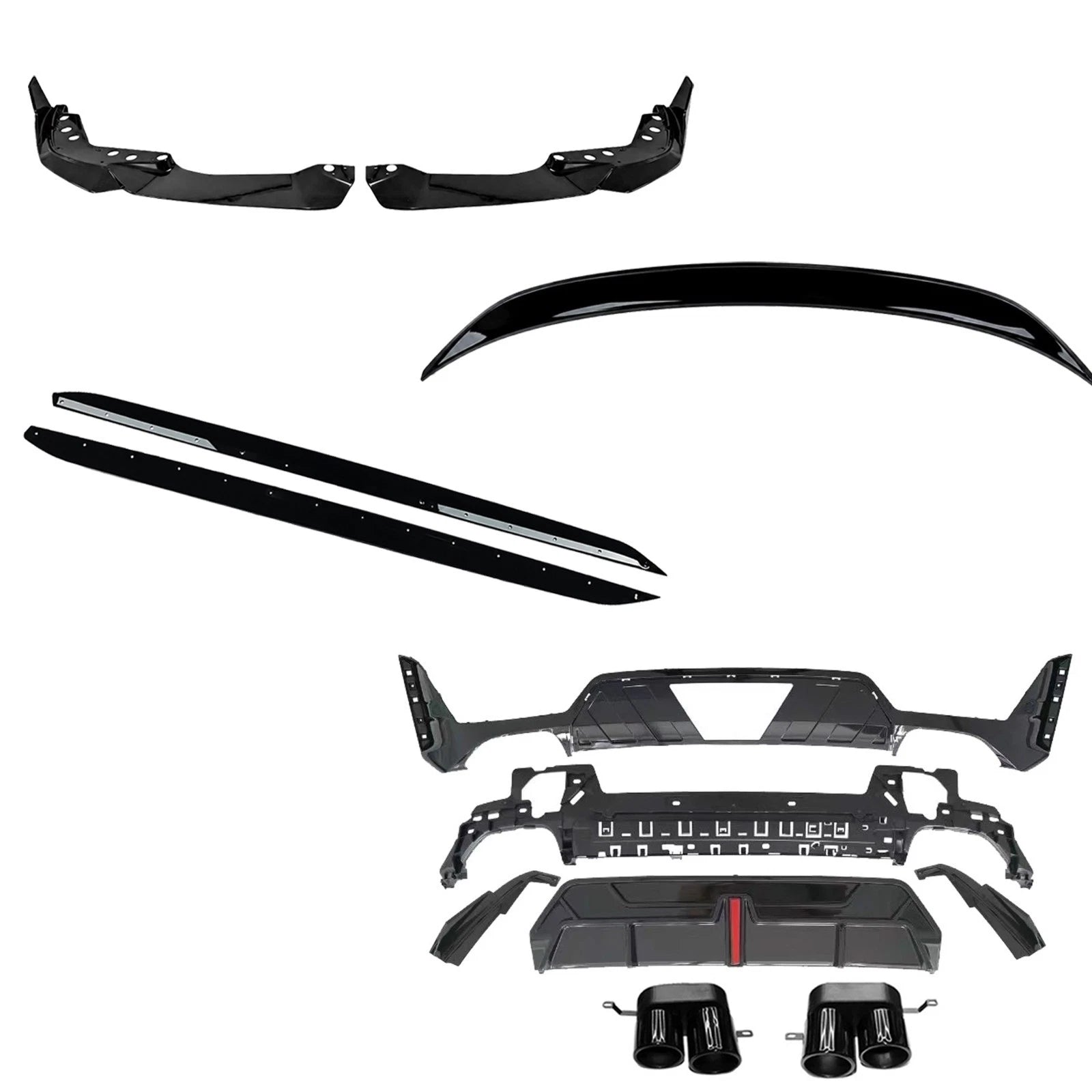 FOR BMW 3 SERIES G20 LCI 2022+ BODYKIT FRONT SPLITTER QUAD REAR DIFFUSER W/LED