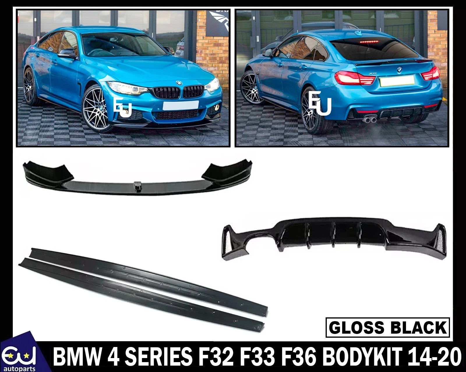 FOR BMW 4 SERIES F32 F33 F36 FRONT LIP SPLITTER REAR DIFFUSER BODY KIT BODYKIT
