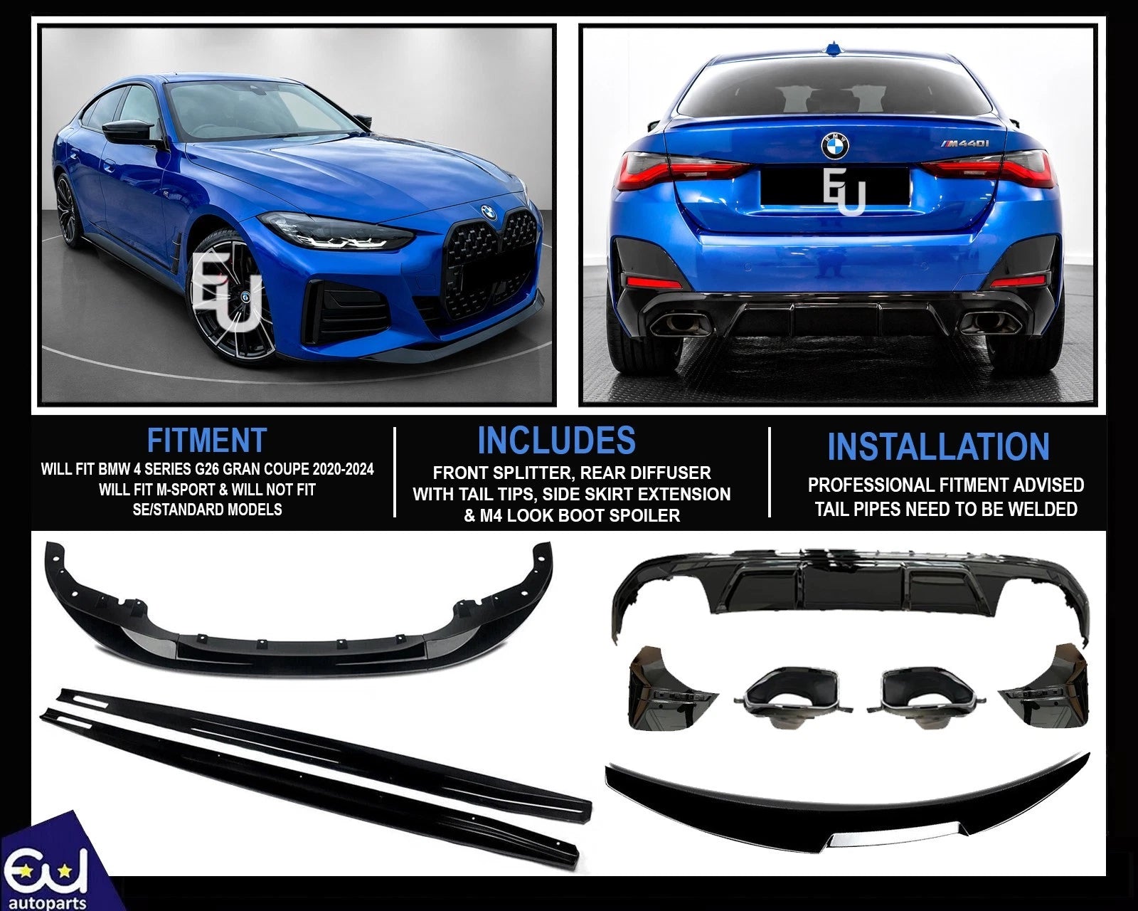 BODYKIT BODY KIT FOR BMW 4 SERIES G26 GRAN COUPE FRONT SPLITTER REAR DIFFUSER
