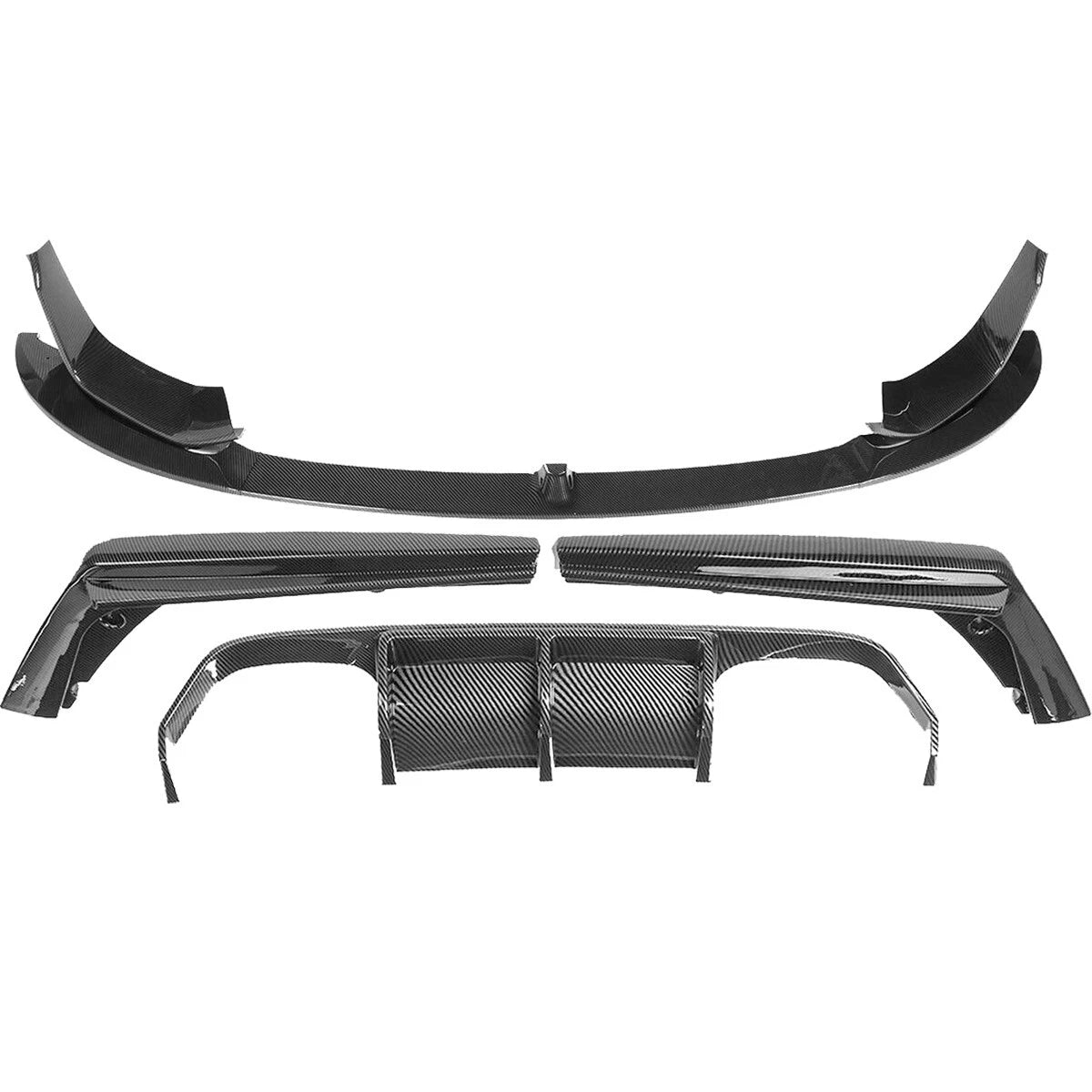 FOR BMW M3 M4 F80 F82 F83 FRONT SPLITTER LIP & REAR DIFFUSER BODYKIT CARBON LOOK