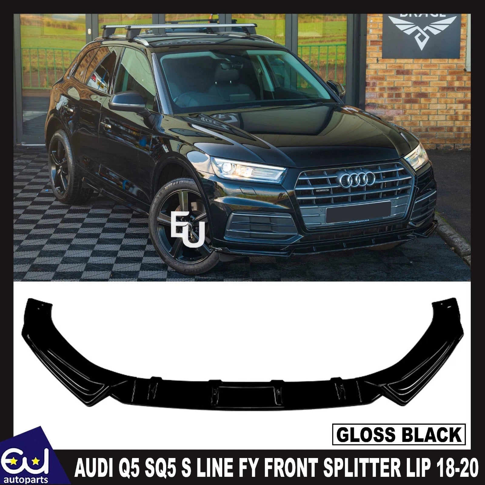 FOR AUDI Q5 SQ5 S LINE FY FRONT SPLITTER SPOILER LIP AERO GLOSS BLACK 18-20
