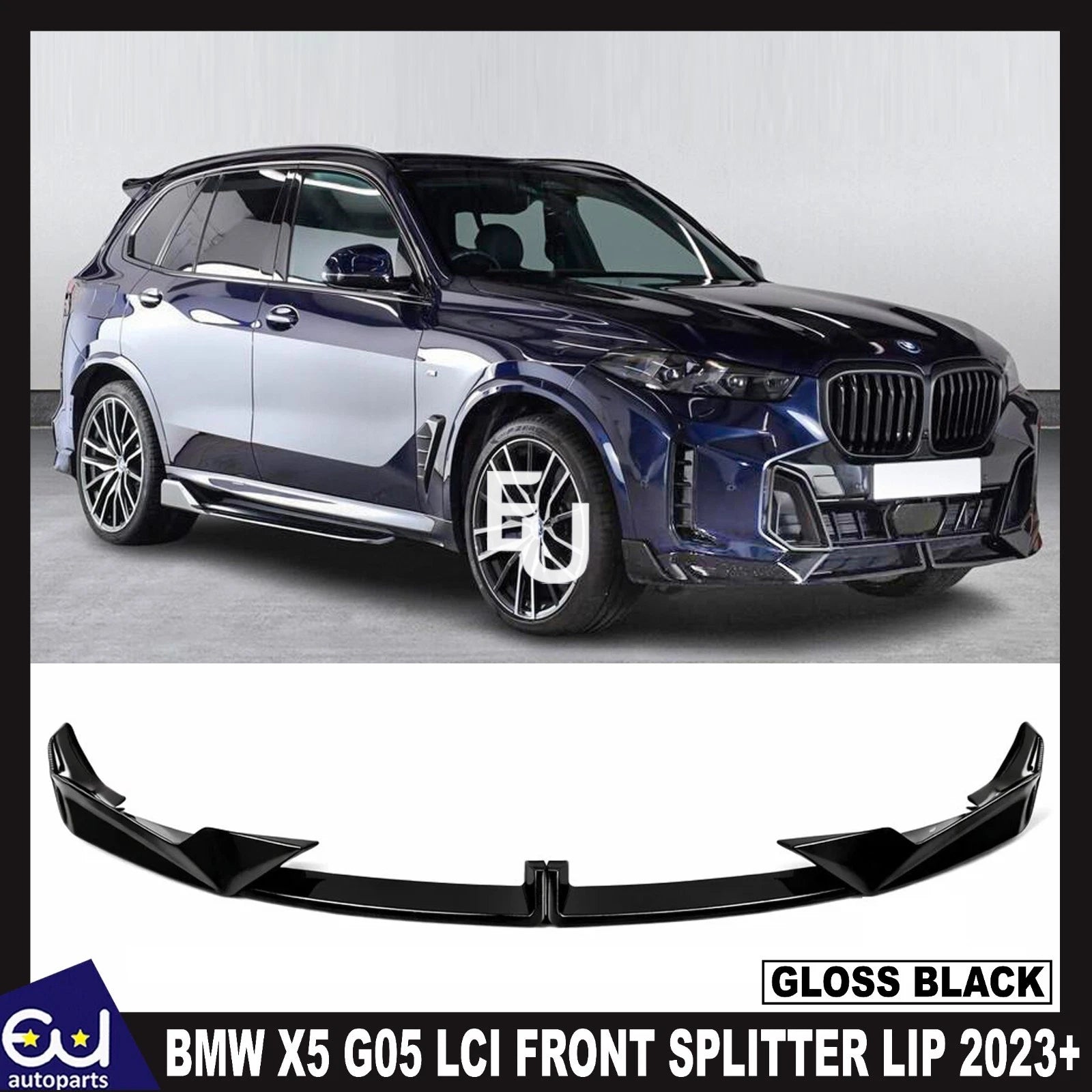 FOR BMW X5 G05 LCI GLOSS BLACK FRONT SPLITTER SPOILER LIP BODY KIT M SPORT 2023+