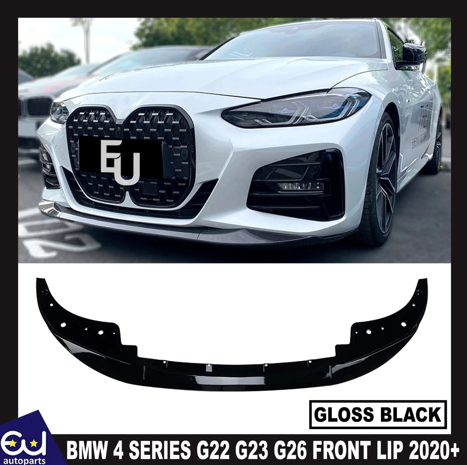 FOR BMW 4 SERIES G22 G23 G26 FRONT SPLITTER BUMPER LIP SPOILER GLOSS BLACK 20+