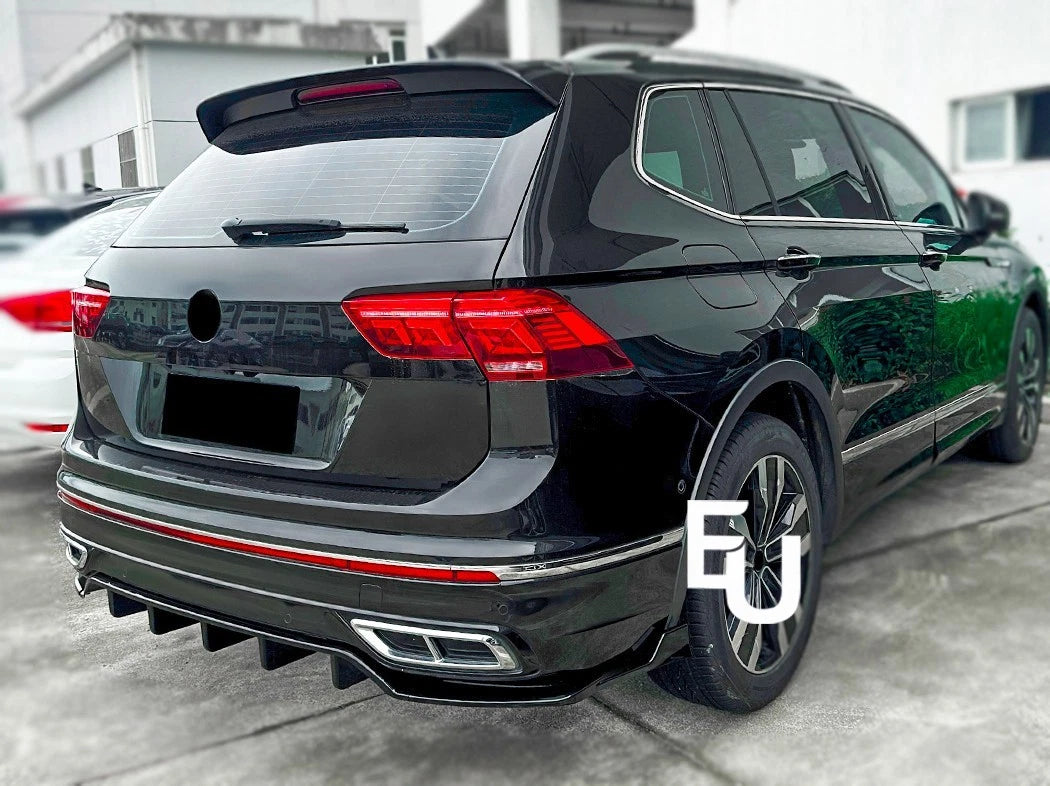 FOR VW TIGUAN MK2.5 R LINE REAR BUMPER LOWER DIFFUSER LIP PANEL GLOSS BLACK 21+