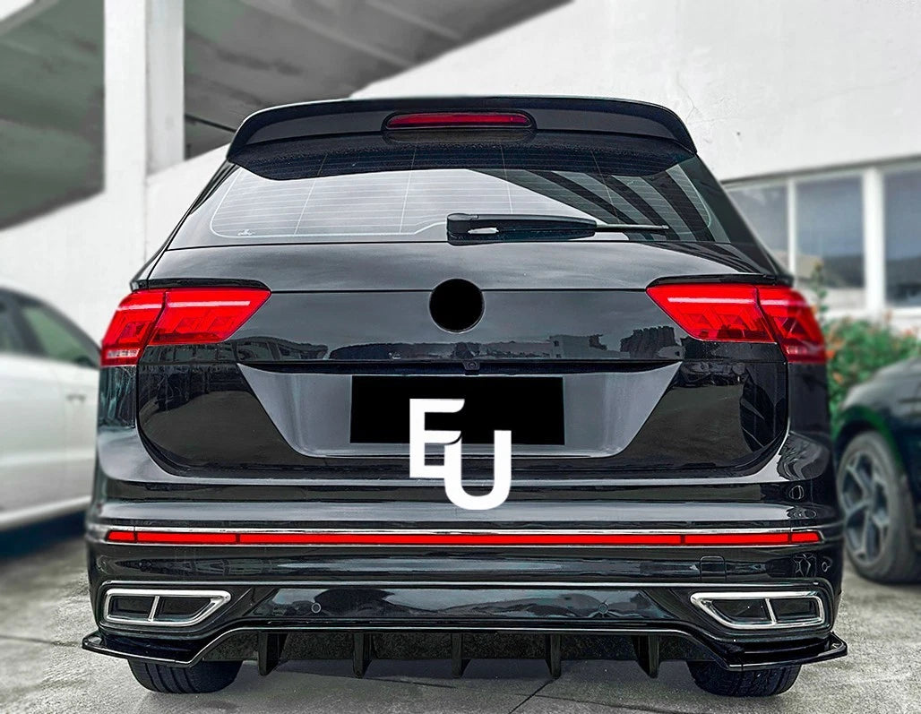 FOR VW TIGUAN MK2.5 R LINE REAR BUMPER LOWER DIFFUSER LIP PANEL GLOSS BLACK 21+