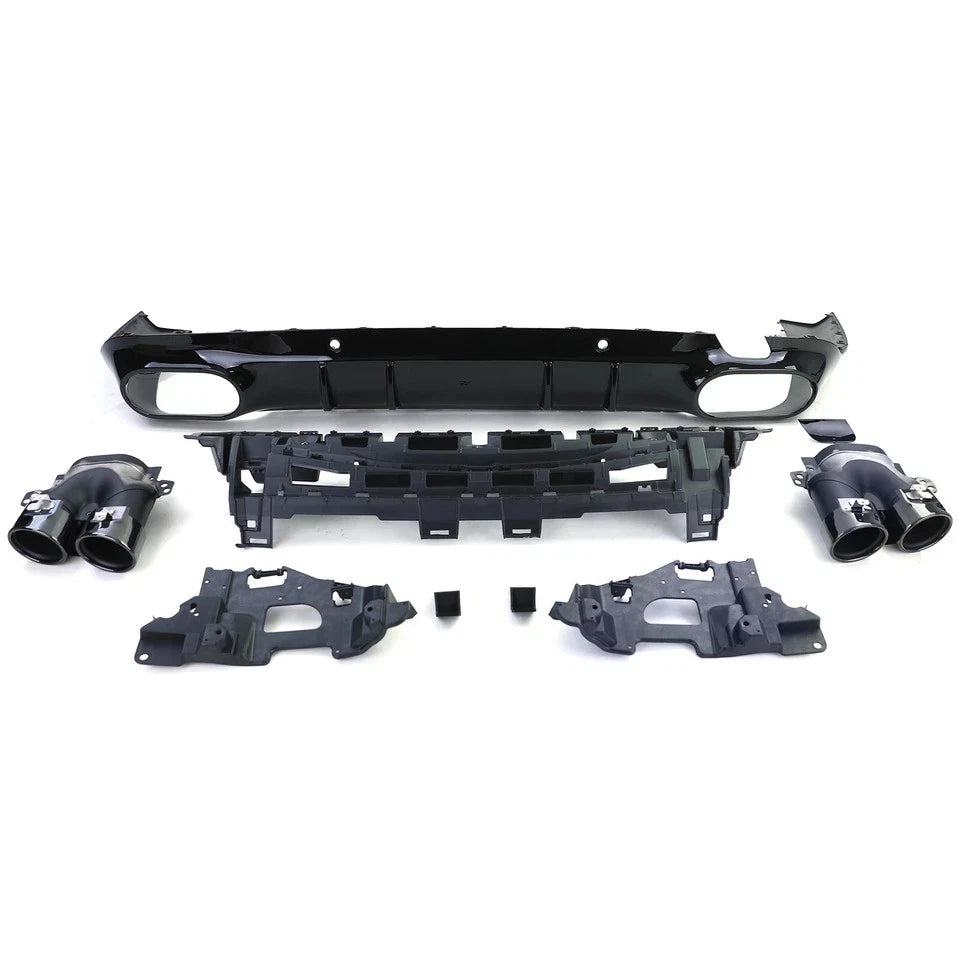 FOR MERCEDES CLS C257 AMG 53 STYLE REAR DIFFUSER GLOSS BLACK TAILPIPES 2018+