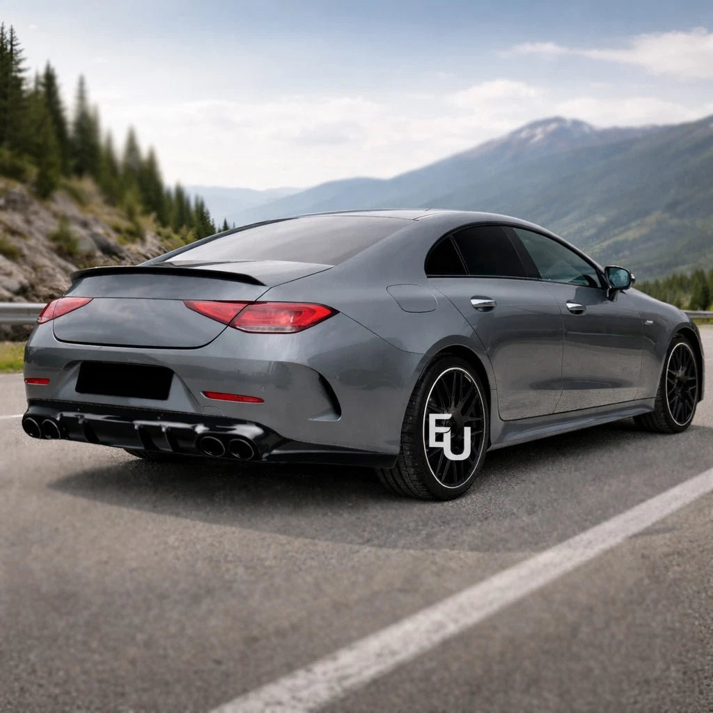 FOR MERCEDES CLS C257 AMG 53 STYLE REAR DIFFUSER GLOSS BLACK TAILPIPES 2018+