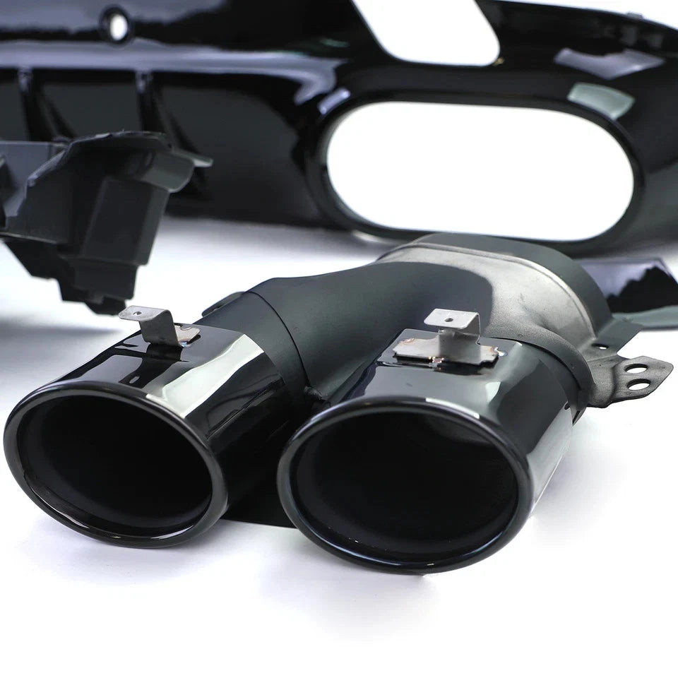 FOR MERCEDES CLS C257 AMG 53 STYLE REAR DIFFUSER GLOSS BLACK TAILPIPES 2018+
