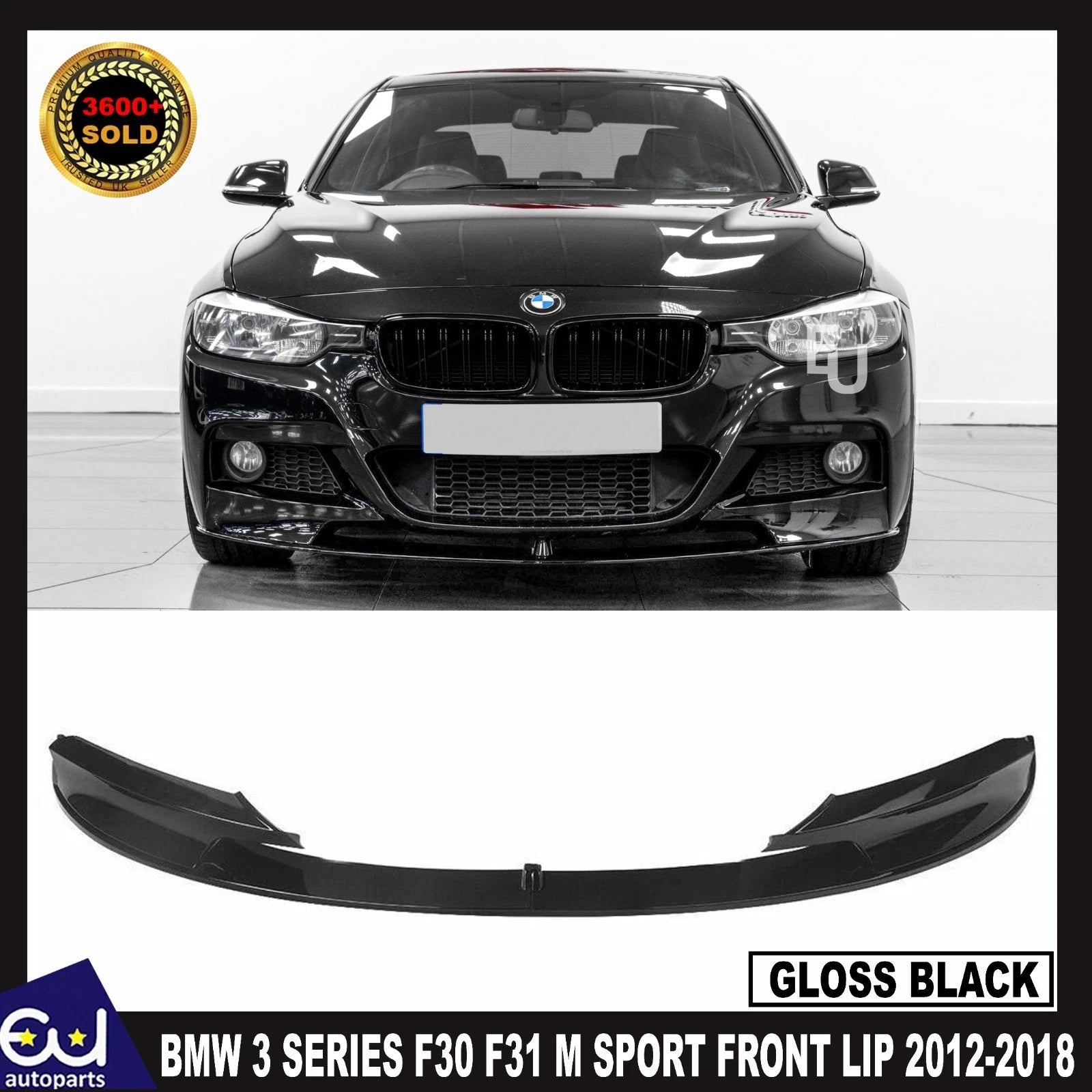 FOR BMW 3 SERIES F30 F31 M SPORT FRONT BUMPER SPLITTER LIP GLOSS BLACK 2012-2018