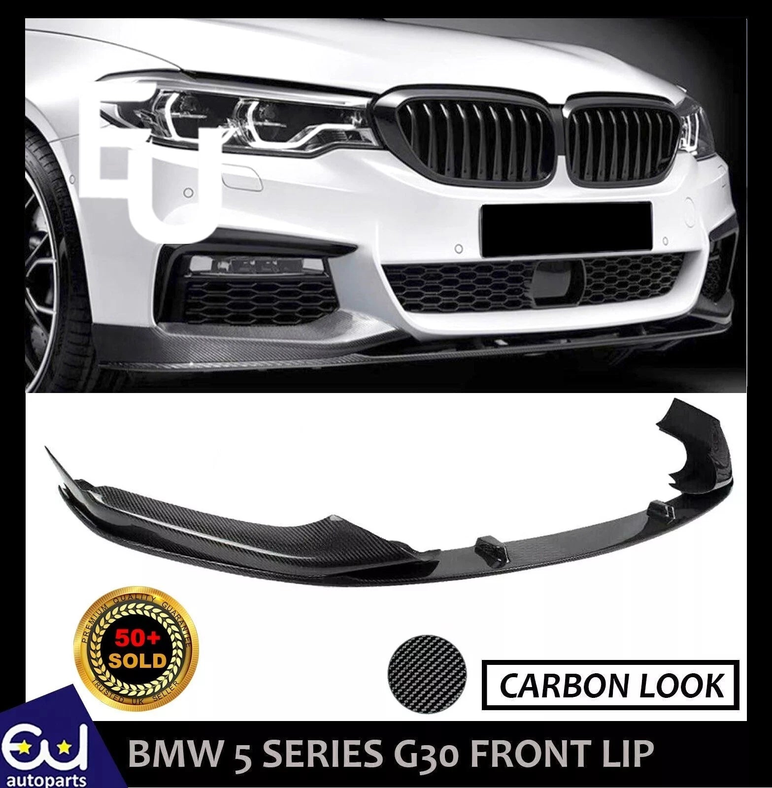FOR BMW 5 SERIES G30 G31 M SPORT FRONT SPLITTER LIP SPOILER CARBON LOOK 17-20