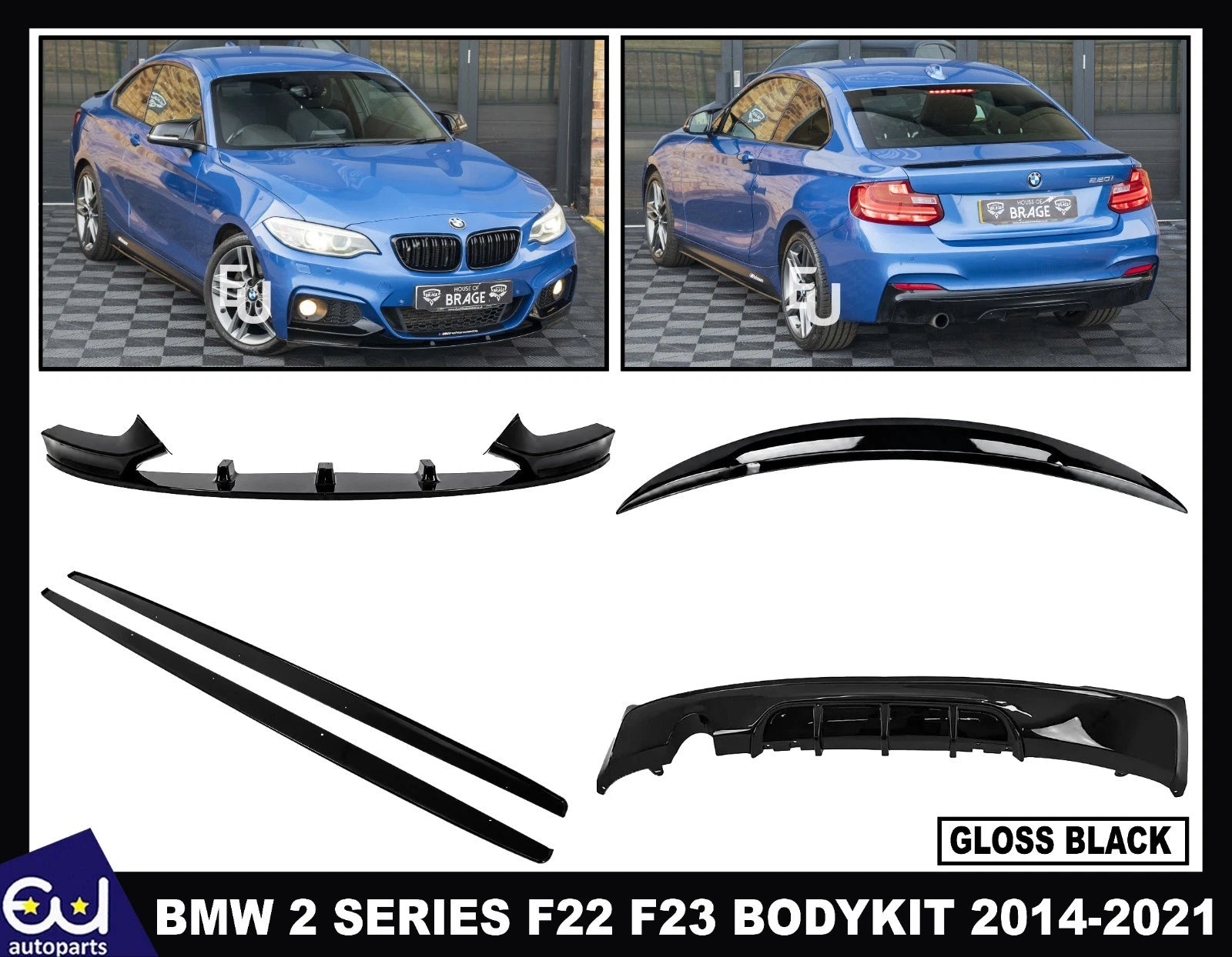 BODYKIT BODY KIT FRONT SPLITTER REAR DIFFUSER FOR BMW 2 SERIES F22 F23 MP STYLE