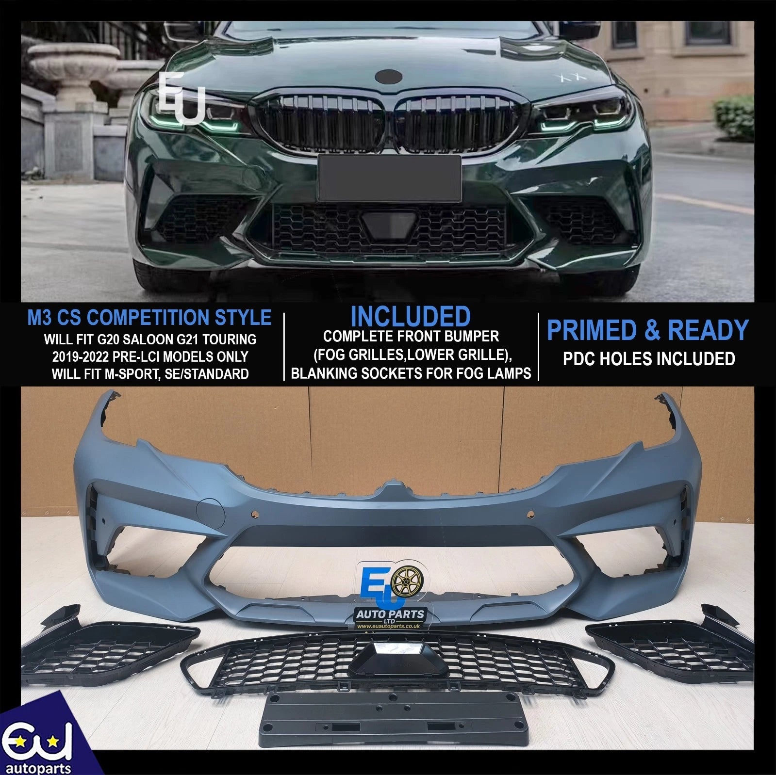 FOR BMW G20 G21 3 SERIES M2 M3 CS COMPETITION STYLE FRONT BUMPER BODYKIT 19-2022