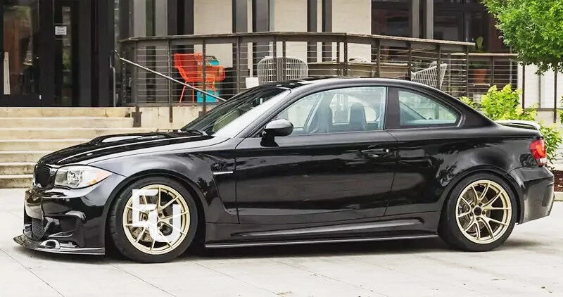 FOR BMW 1 SERIES E82 COUPE SIDE SKIRT EXTENSION LIP BLADES GLOSS BLACK 2007-2013