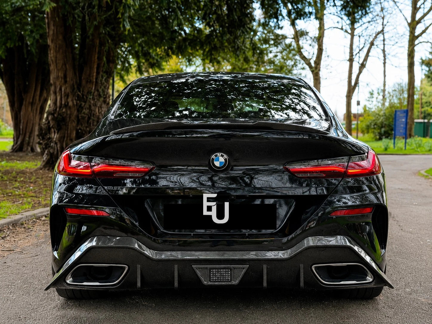 REAR DIFFUSER CARBON LOOK WITH LED LIGHT FOR BMW 8 SERIES G16 GRAN COUPE 2019+