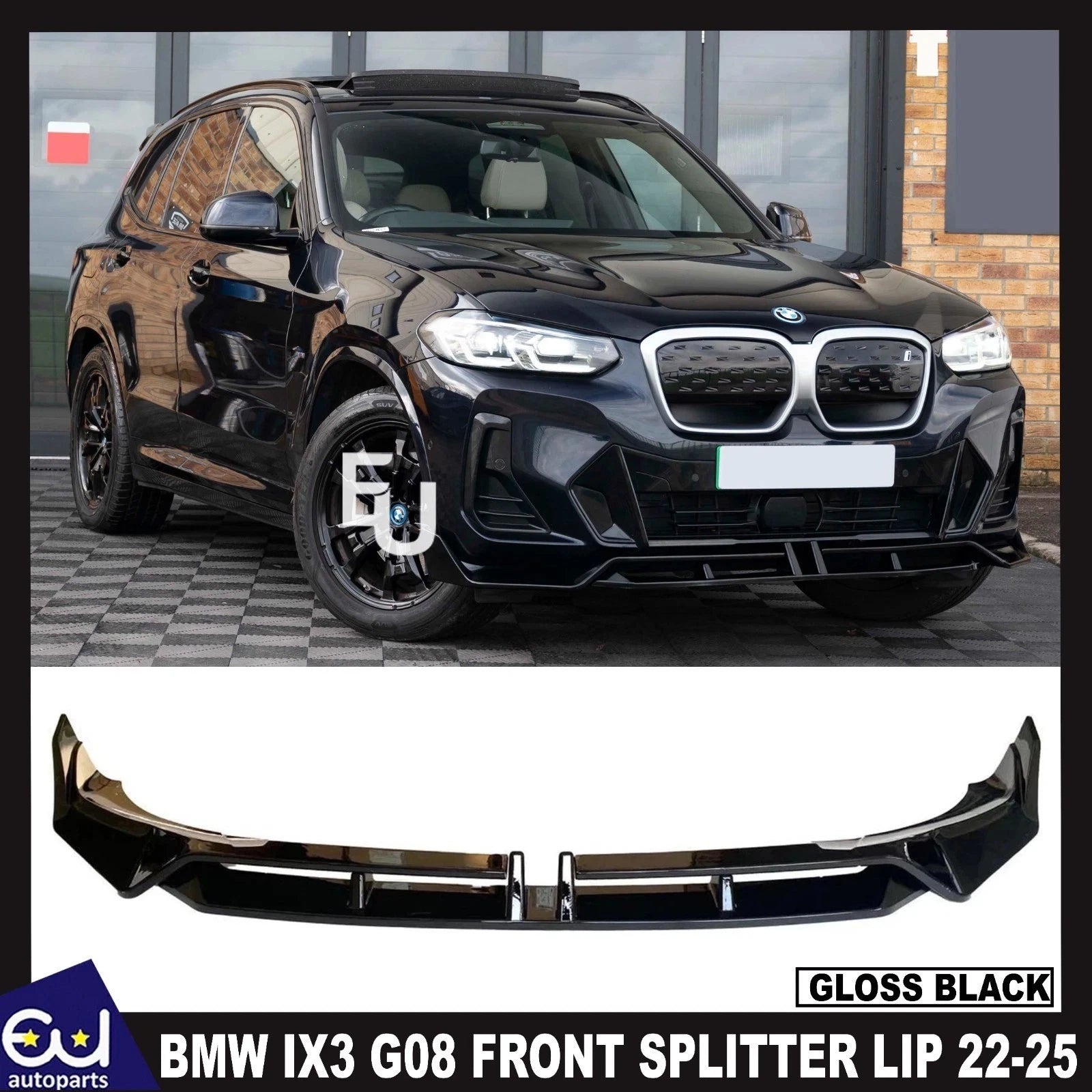 FOR BMW IX3 G08 FRONT BUMPER SPLITTER LIP DIFFUSER ABS GLOSS BLACK 2022+