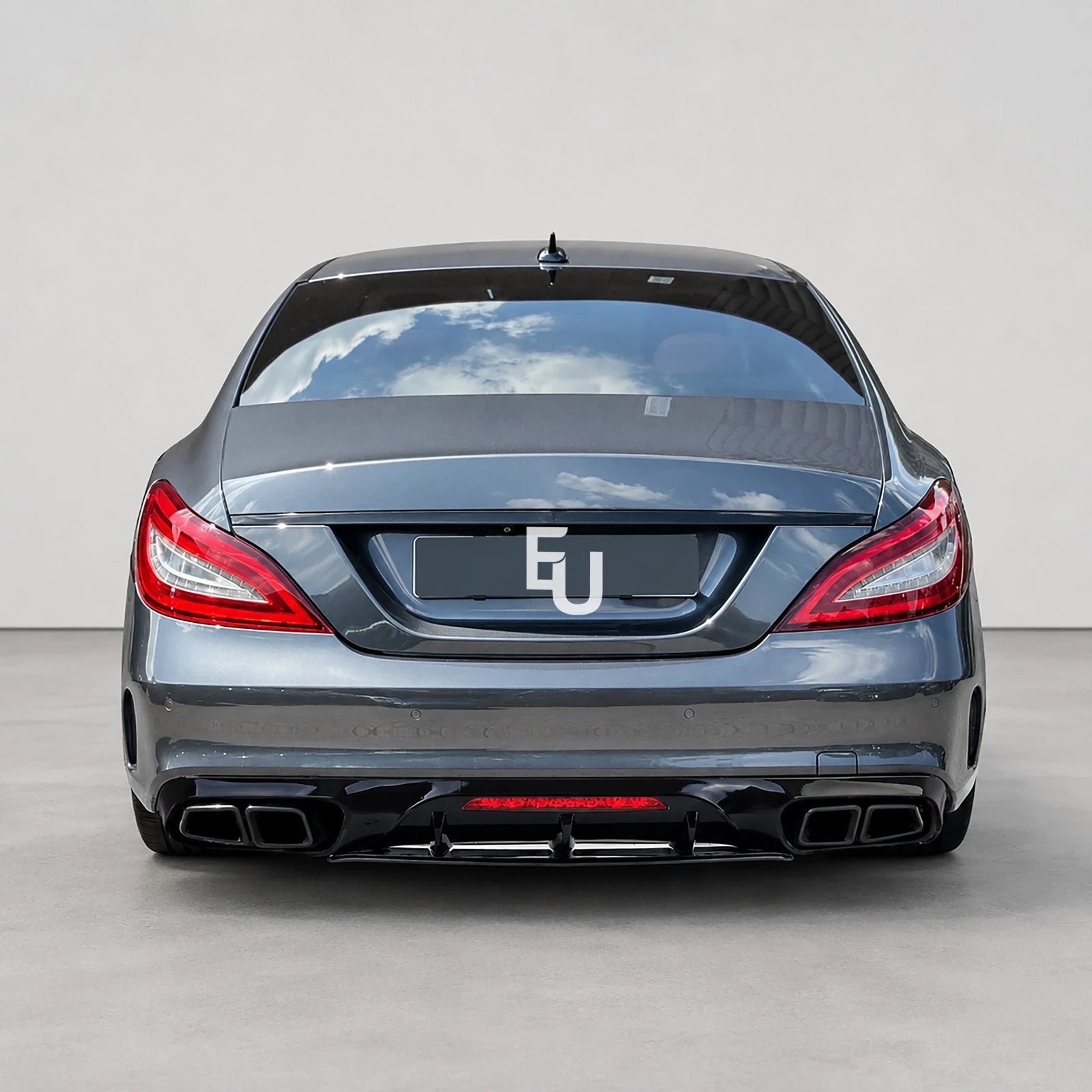 FOR MERCEDES CLS W218 C218 GT63 LCI REAR DIFFUSER W/TAILPIPE GLOSS BLACK 14-17