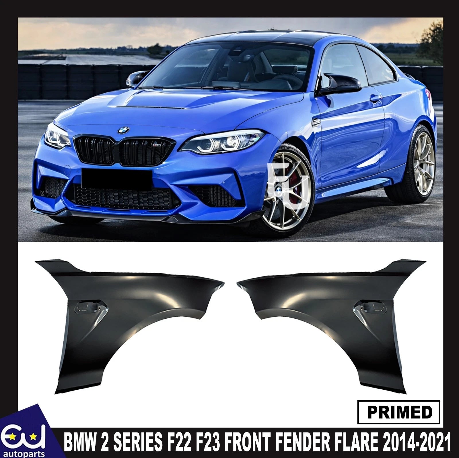 M2C STYLE FRONT FENDER FLARE WHEEL WINGS ARCH FOR BMW 2 SERIES F22 F23 2014-2021