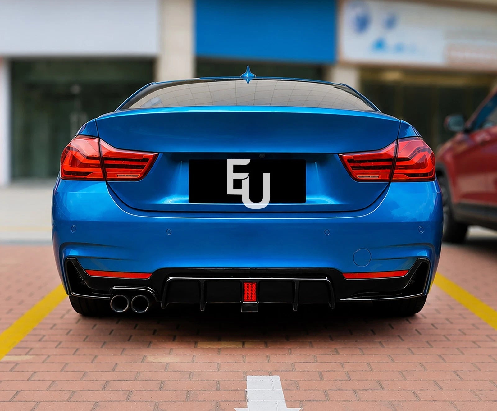 REAR DIFFUSER W/LED FOR BMW 4 SERIES F32 F33 F36 M SPORT GLOSS BLACK 2013-2020