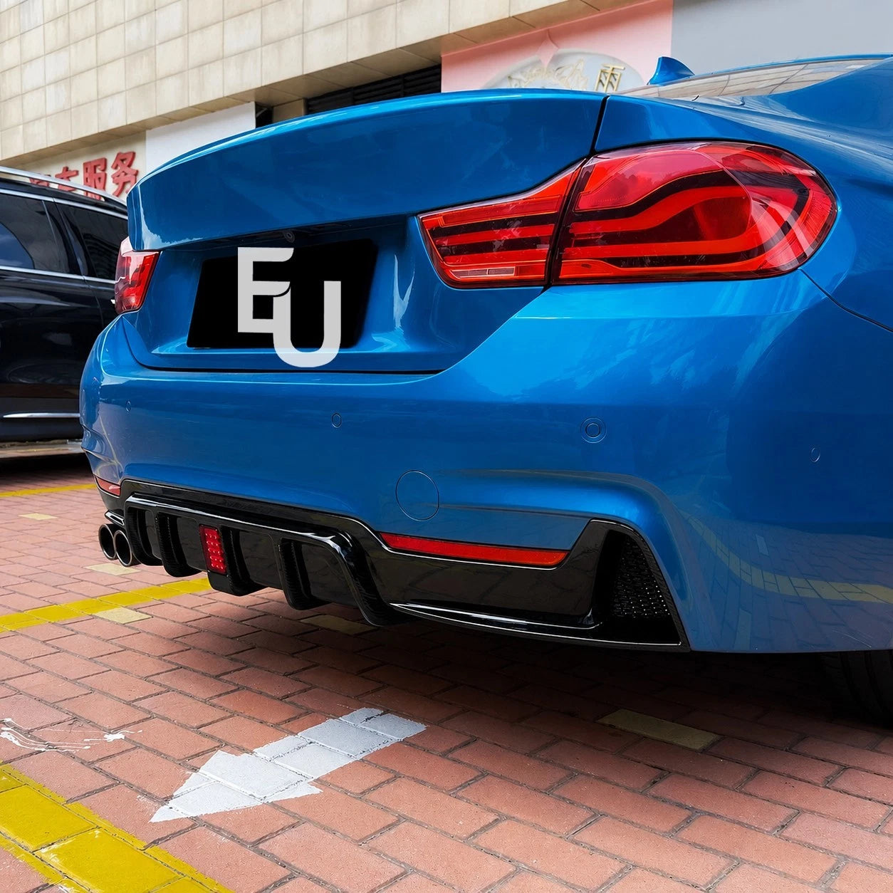 REAR DIFFUSER W/LED FOR BMW 4 SERIES F32 F33 F36 M SPORT GLOSS BLACK 2013-2020