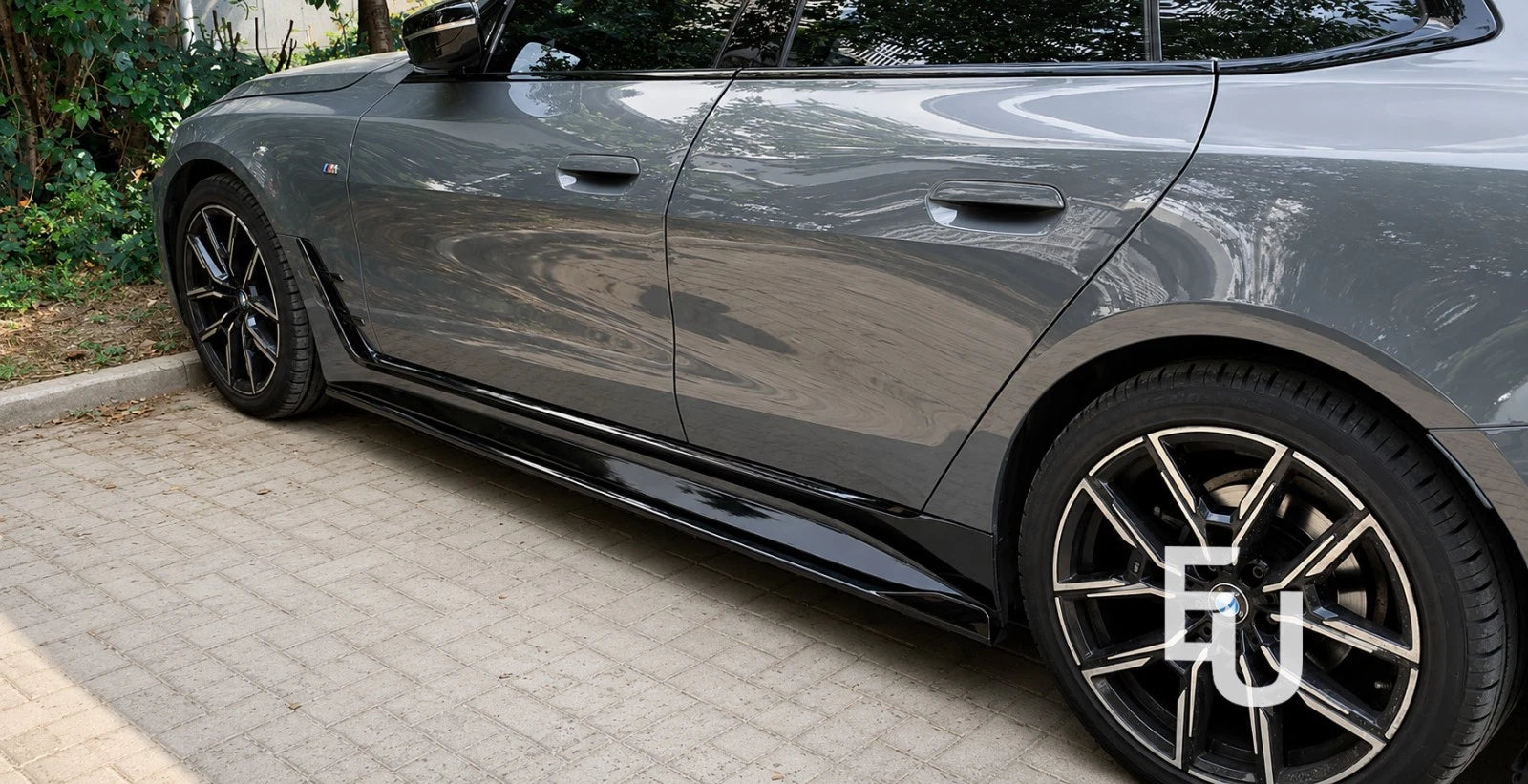 FOR BMW 4 SERIES G26 GRAN COUPE M SPORT SIDE SKIRT EXTENSION BLADE GLOSS BLACK
