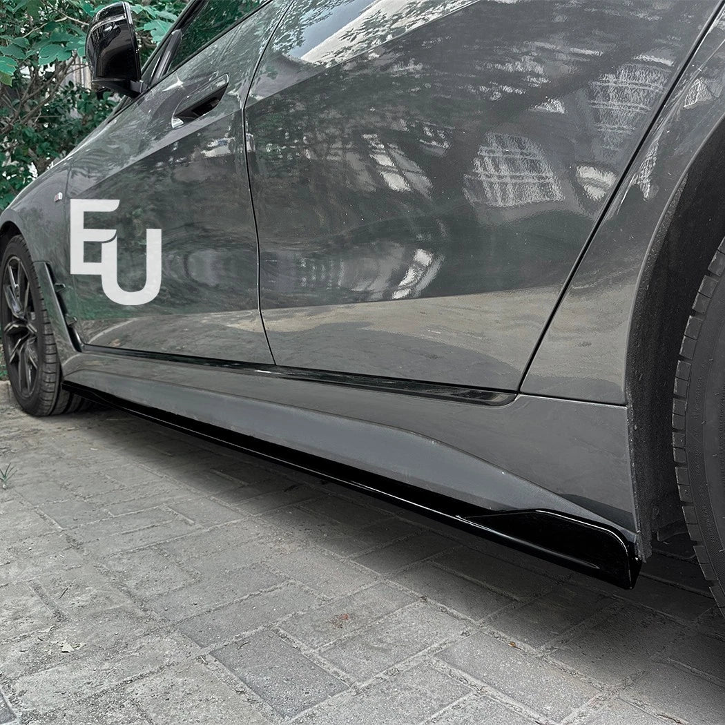 FOR BMW 4 SERIES G26 GRAN COUPE M SPORT SIDE SKIRT EXTENSION BLADE GLOSS BLACK