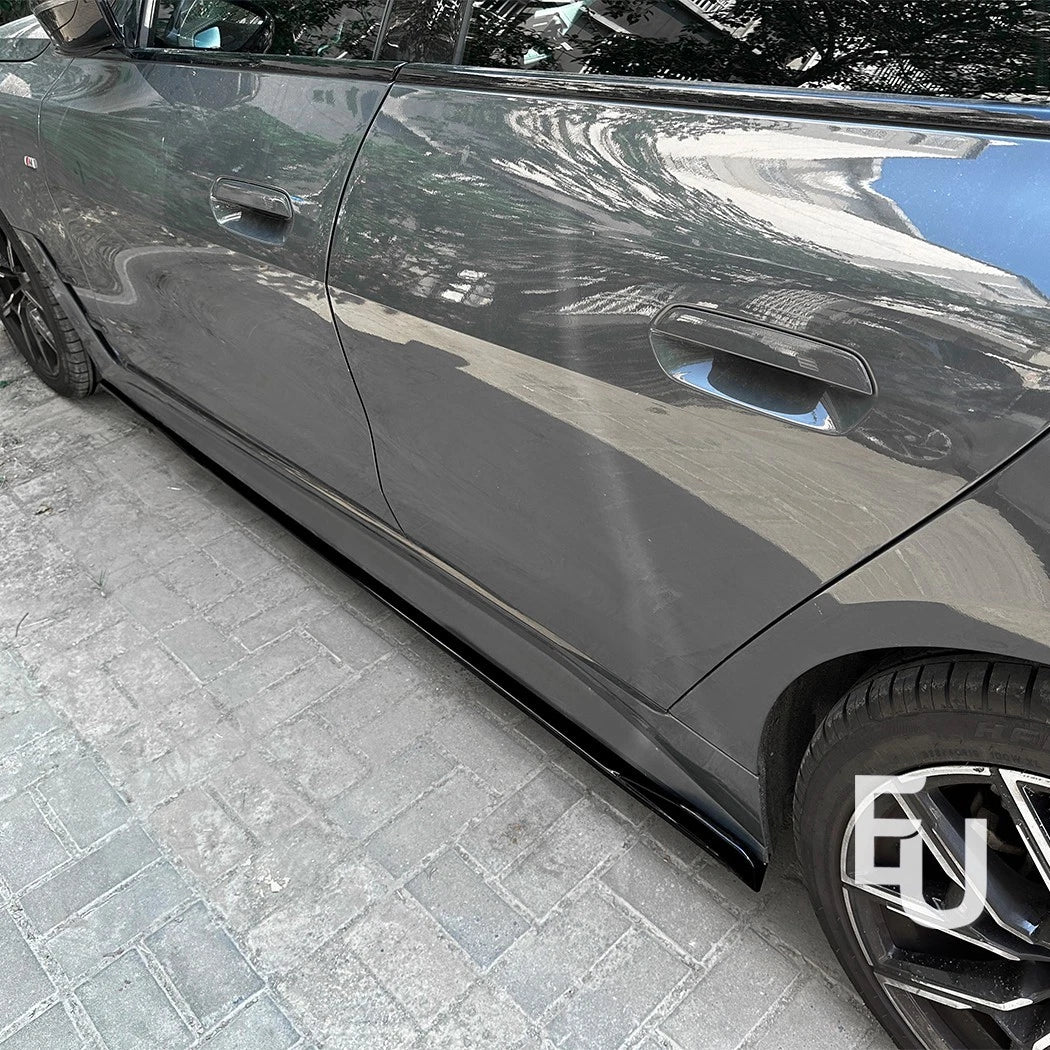 FOR BMW 4 SERIES G26 GRAN COUPE M SPORT SIDE SKIRT EXTENSION BLADE GLOSS BLACK