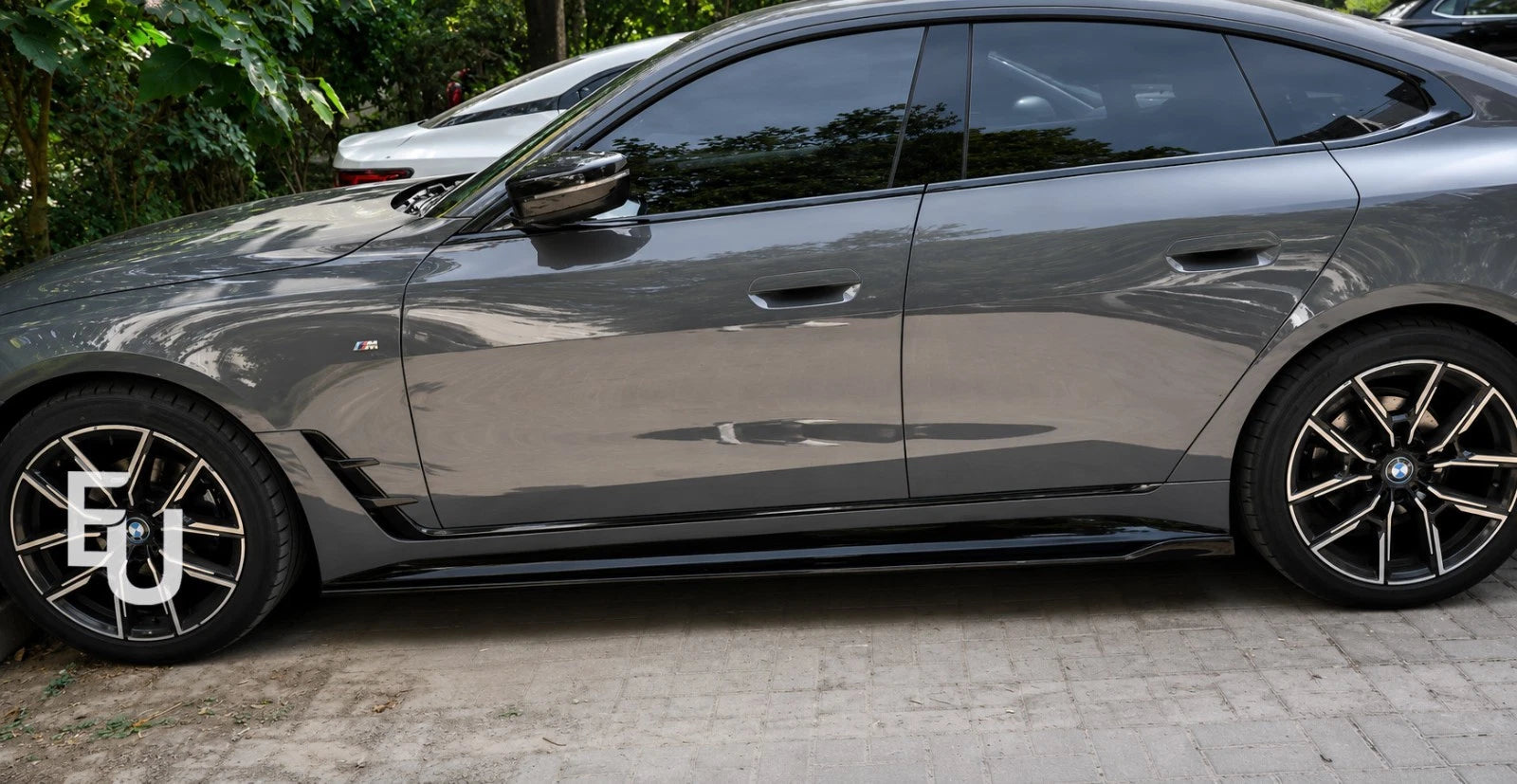 FOR BMW 4 SERIES G26 GRAN COUPE M SPORT SIDE SKIRT EXTENSION BLADE GLOSS BLACK