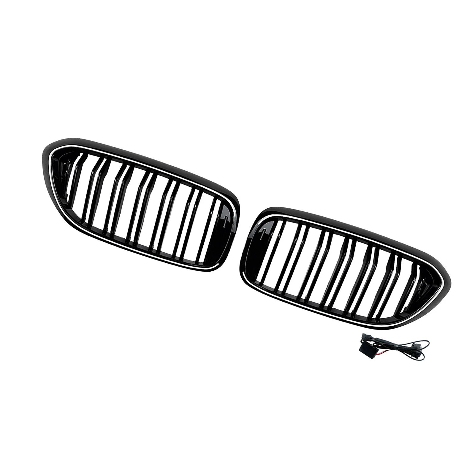 GRILLE FOR BMW 5 SERIES G30 G31 KIDNEY DOUBLE SLAT LED GRILL GLOSS BLACK 2017-20