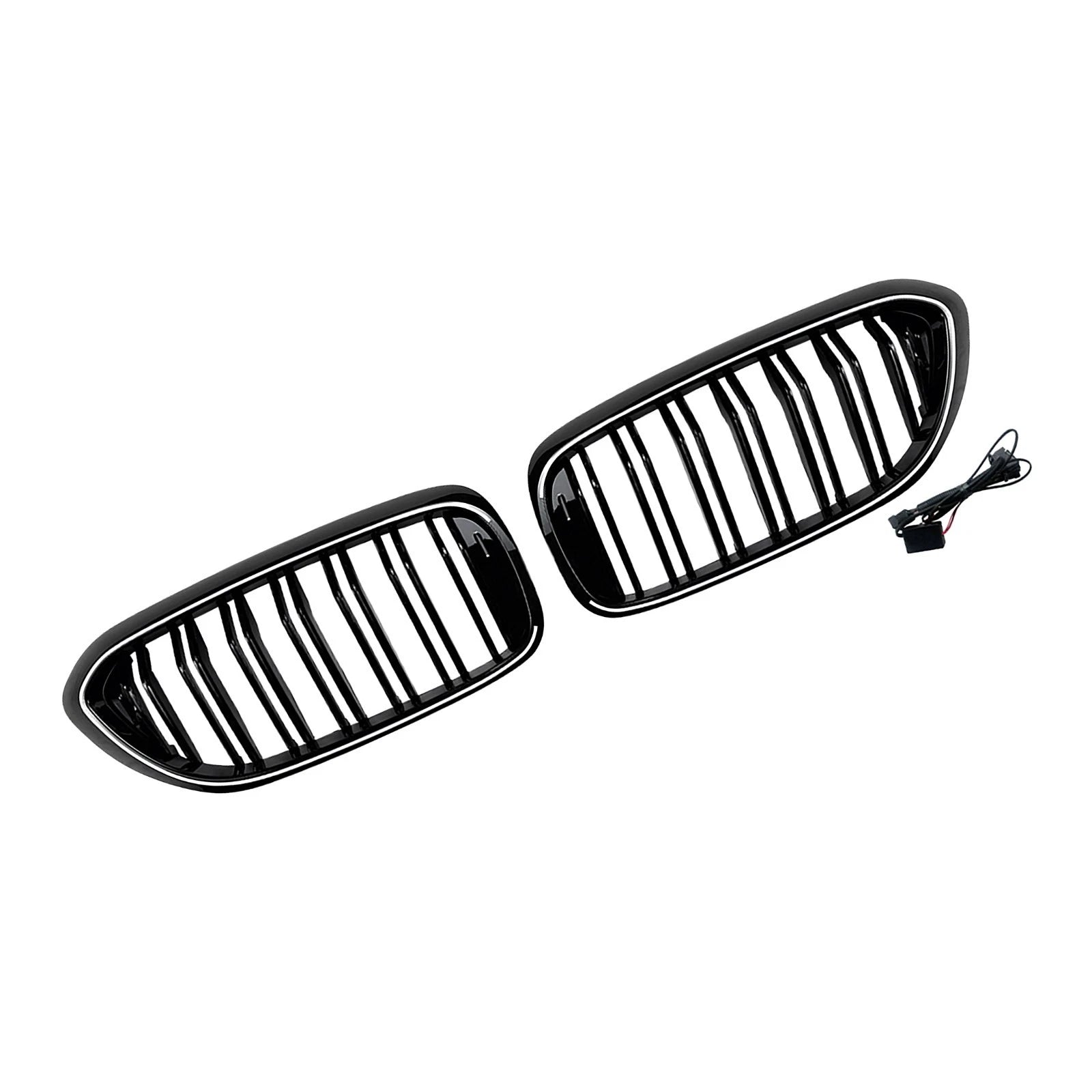 GRILLE FOR BMW 5 SERIES G30 G31 KIDNEY DOUBLE SLAT LED GRILL GLOSS BLACK 2017-20