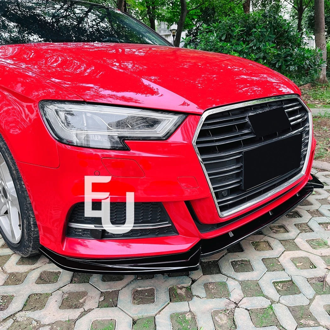 FOR AUDI A3 S3 S LINE 8V FRONT SPLITTER SPOILER LIP GLOSS BLACK BODY KIT 2017-20