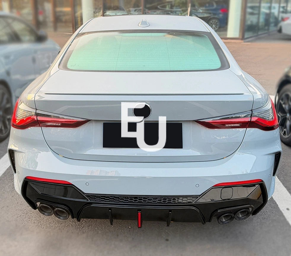 FOR BMW 4 SERIES G22 G23 REAR DIFFUSER WITH LED LIP EXHAUST GLOSS BLACK 2020+