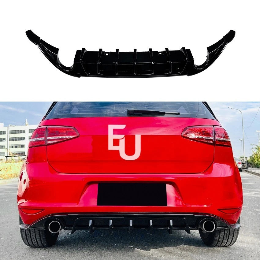 FOR VW GOLF MK7 SE STANDARD TDI TSI GLOSS BLACK REAR DIFFUSER SPLITTER LIP 13-16