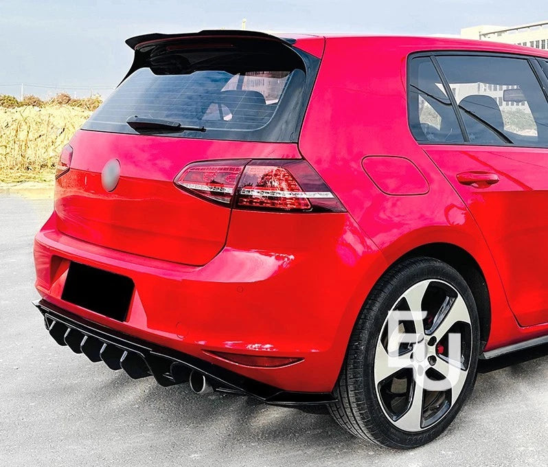 FOR VW GOLF MK7 SE STANDARD TDI TSI GLOSS BLACK REAR DIFFUSER SPLITTER LIP 13-16