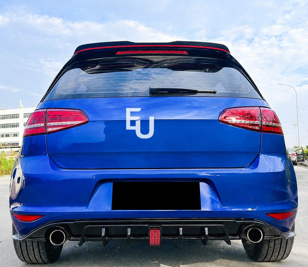 FOR VW GOLF MK7 SE STANDARD TDI TSI GLOSS BLACK LED REAR DIFFUSER LIP 2013-2016