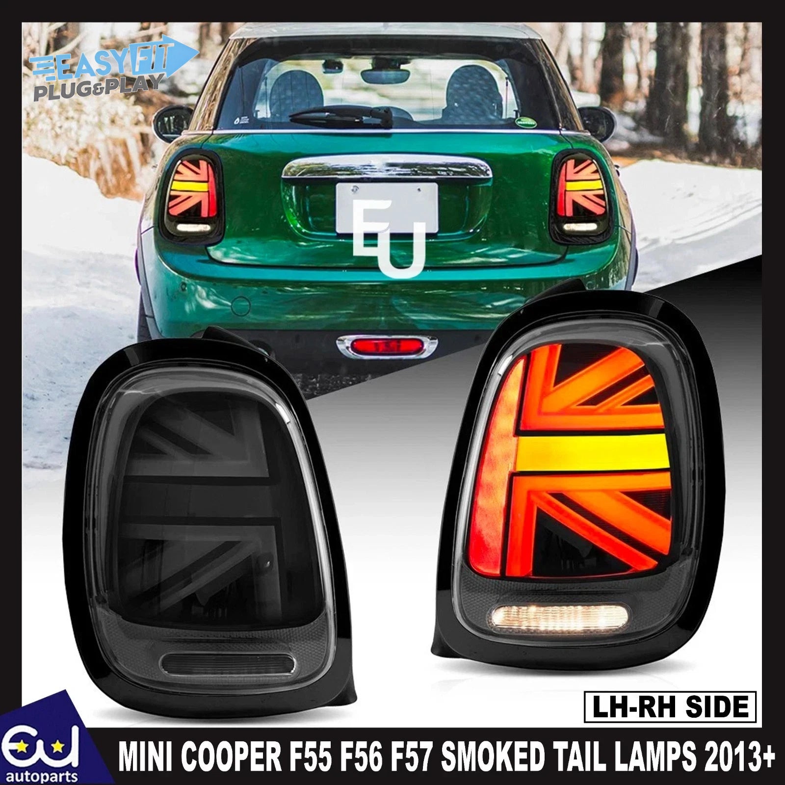 PAIR LED TAIL LIGHTS FOR MINI COOPER F55 F56 F57 2014-2022 UNION JACK REAR LAMP
