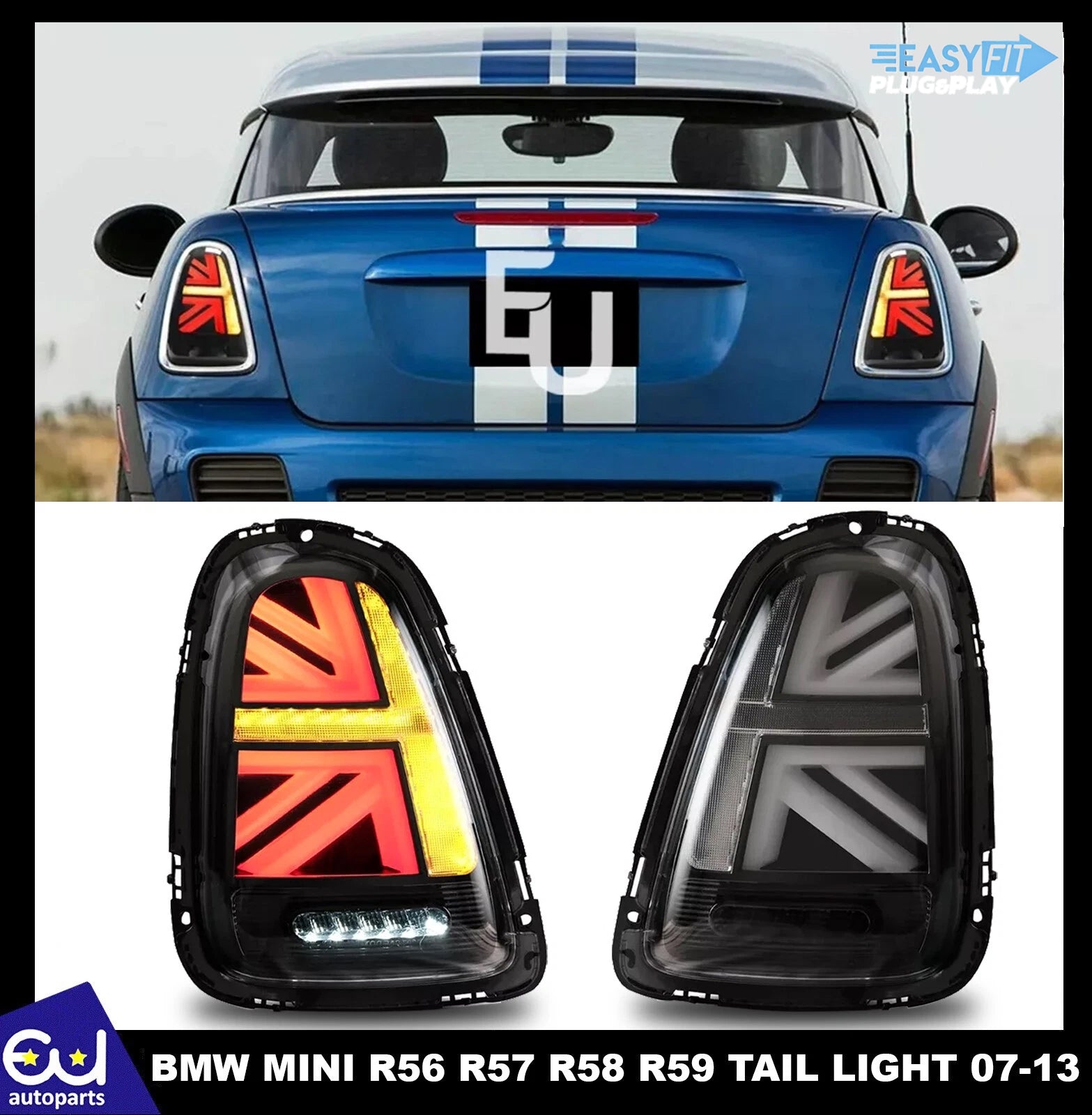 Gloss Black Pair Tail Light Cover Trim For Mini Cooper R56 R57 R58 R59 2007-2013