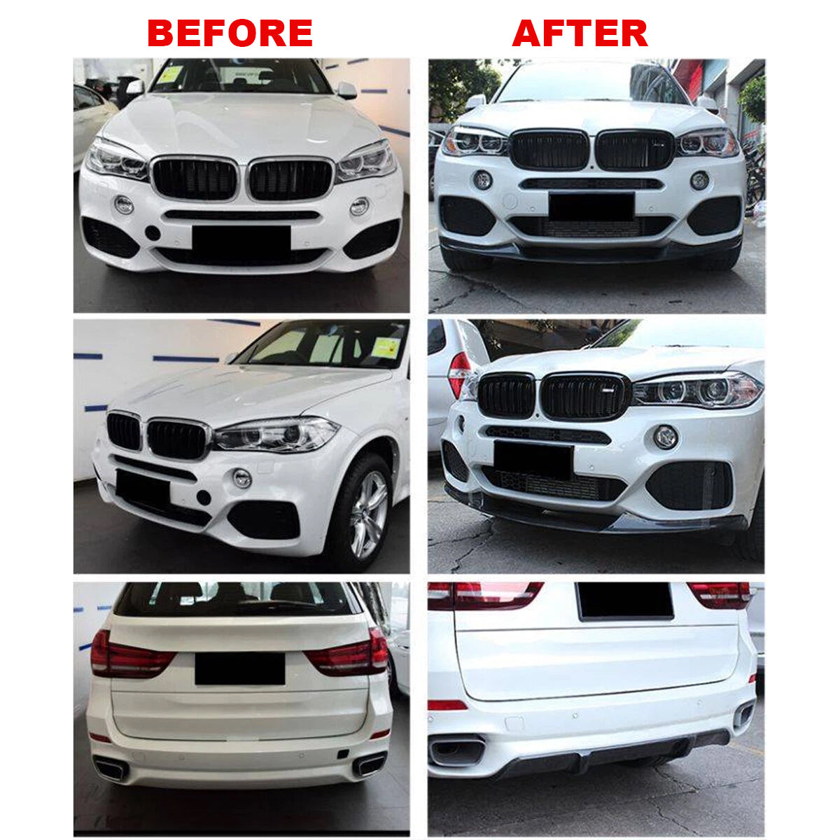FOR BMW X5 F15 BODYKIT BODY KIT FRONT SPLITTER & REAR DIFFUSER CARBON LOOK