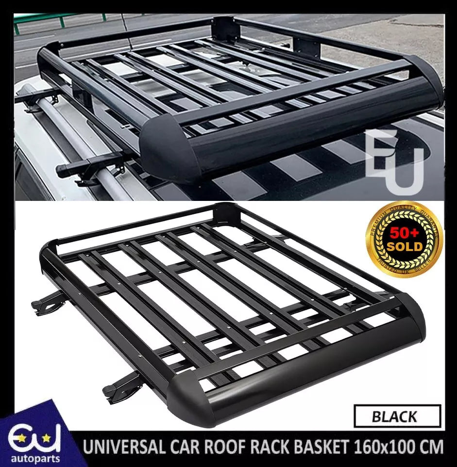 UNIVERSAL ALUMINIUM ROOF RACK CROSS BARS BASKET LUGGAGE CARGO CARRIER 160*100