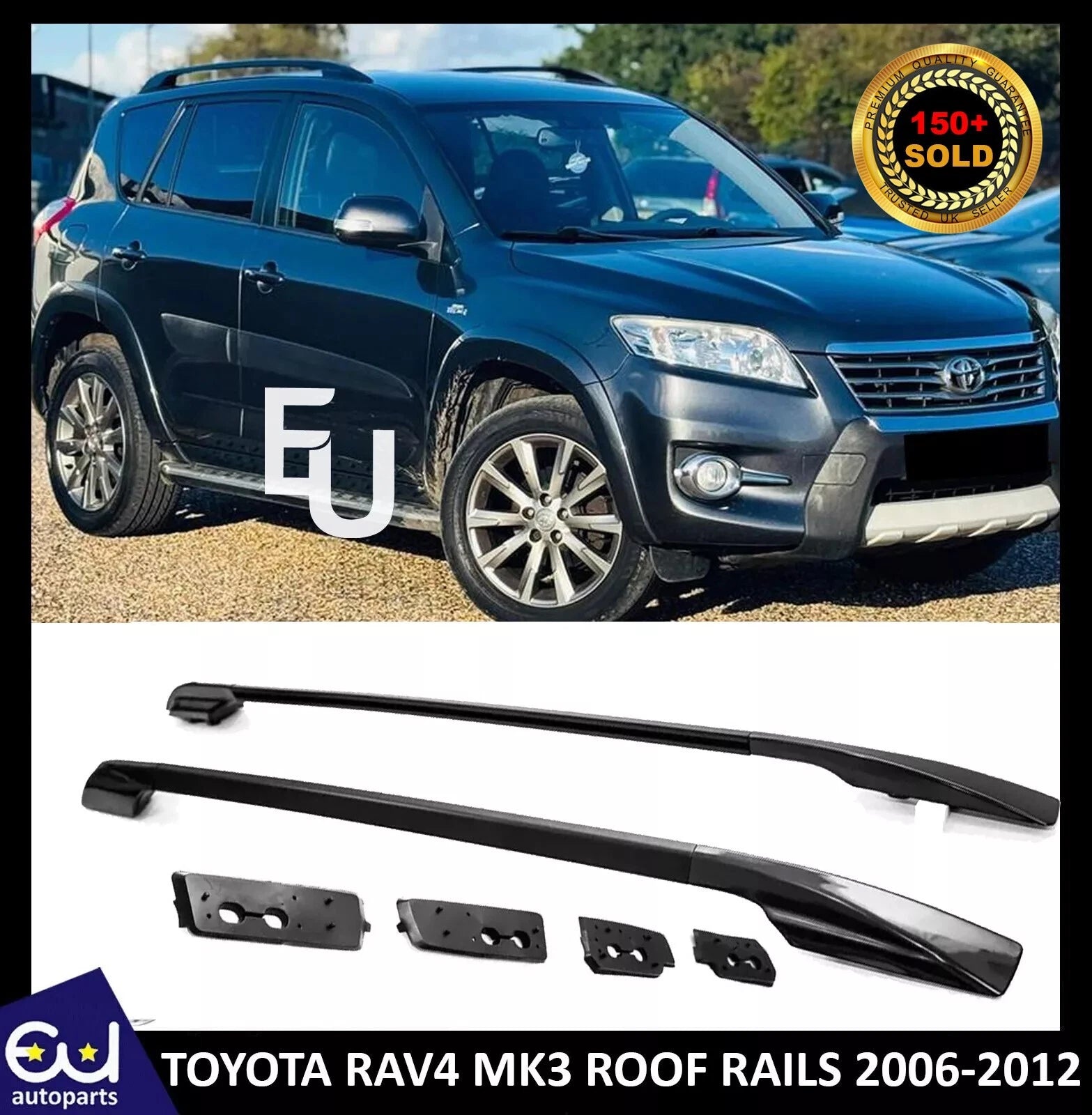 FOR TOYOTA RAV4 MK3 2006-2012 ALUMINIUM ROOF RAILS BARS RACKS BLACK COLOUR *NEW*