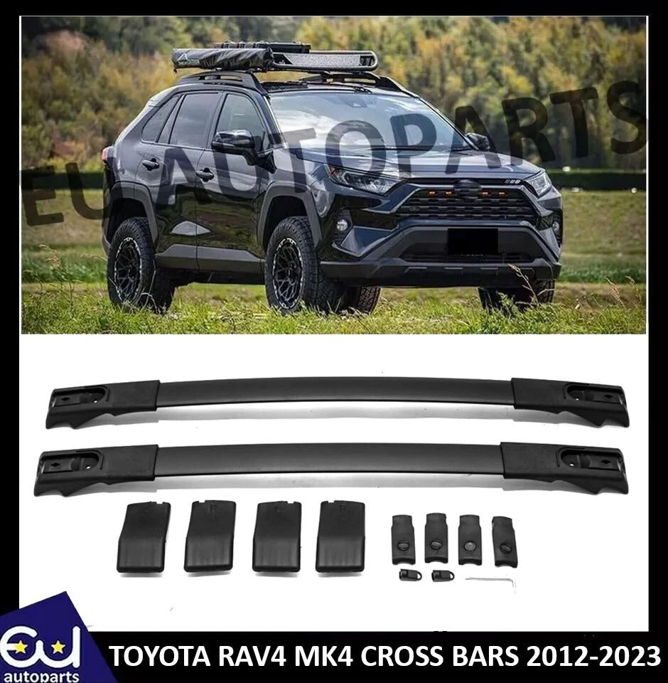 FOR TOYOTA RAV4 MK4 CROSS BARS ROOF RAILS RACK ALUMINIUM BLACK 2012-2023