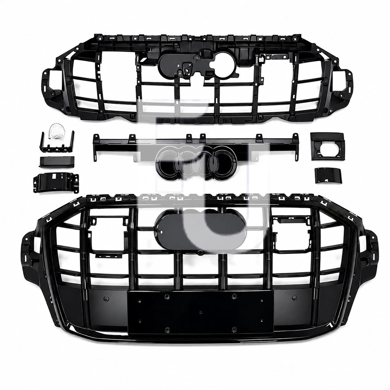SQ7 STYLE FRONT BUMPER GRILL GRILLE FOR AUDI Q7 4M FACELIFT 2020-23 GLOSS BLACK