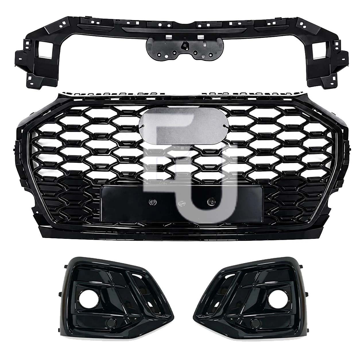 FOR AUDI Q5 SQ5 FY 21-24 RSQ5 STYLE FRONT HONEYCOMB GRILLE FOG COVERS TRIM BLACK